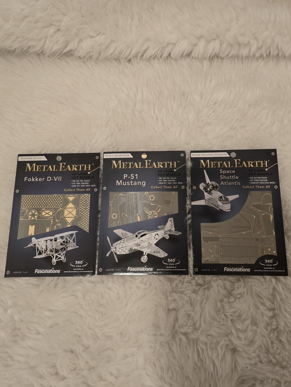 Metal Earth 3D Laser Cut Models Kit Bundle - Silver Aircraft & Shuttle